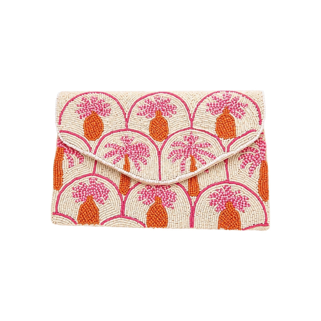 Palm Candy Embroidered Clutch – Front View | JOYCO