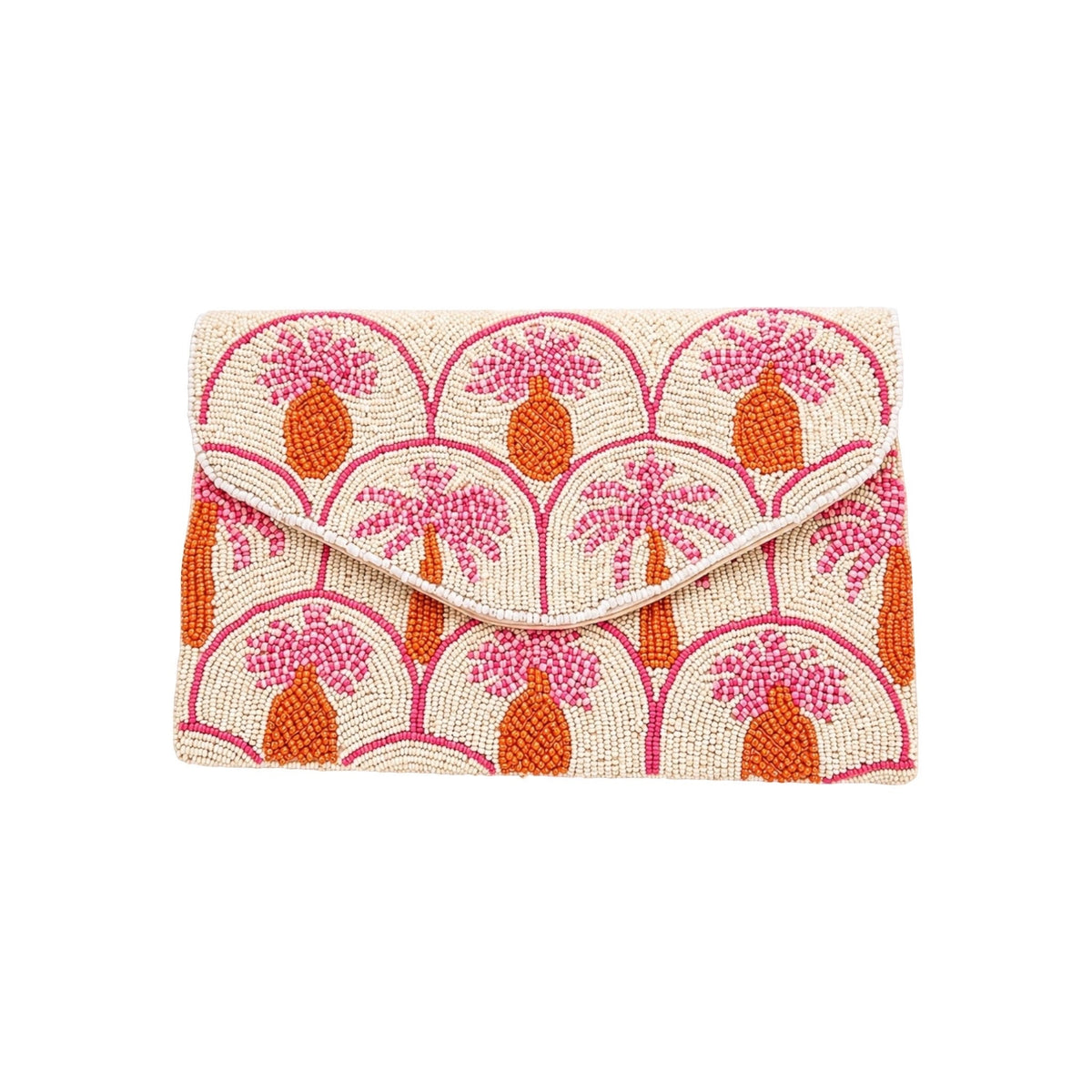 Palm Candy Embroidered Clutch – Front View | JOYCO