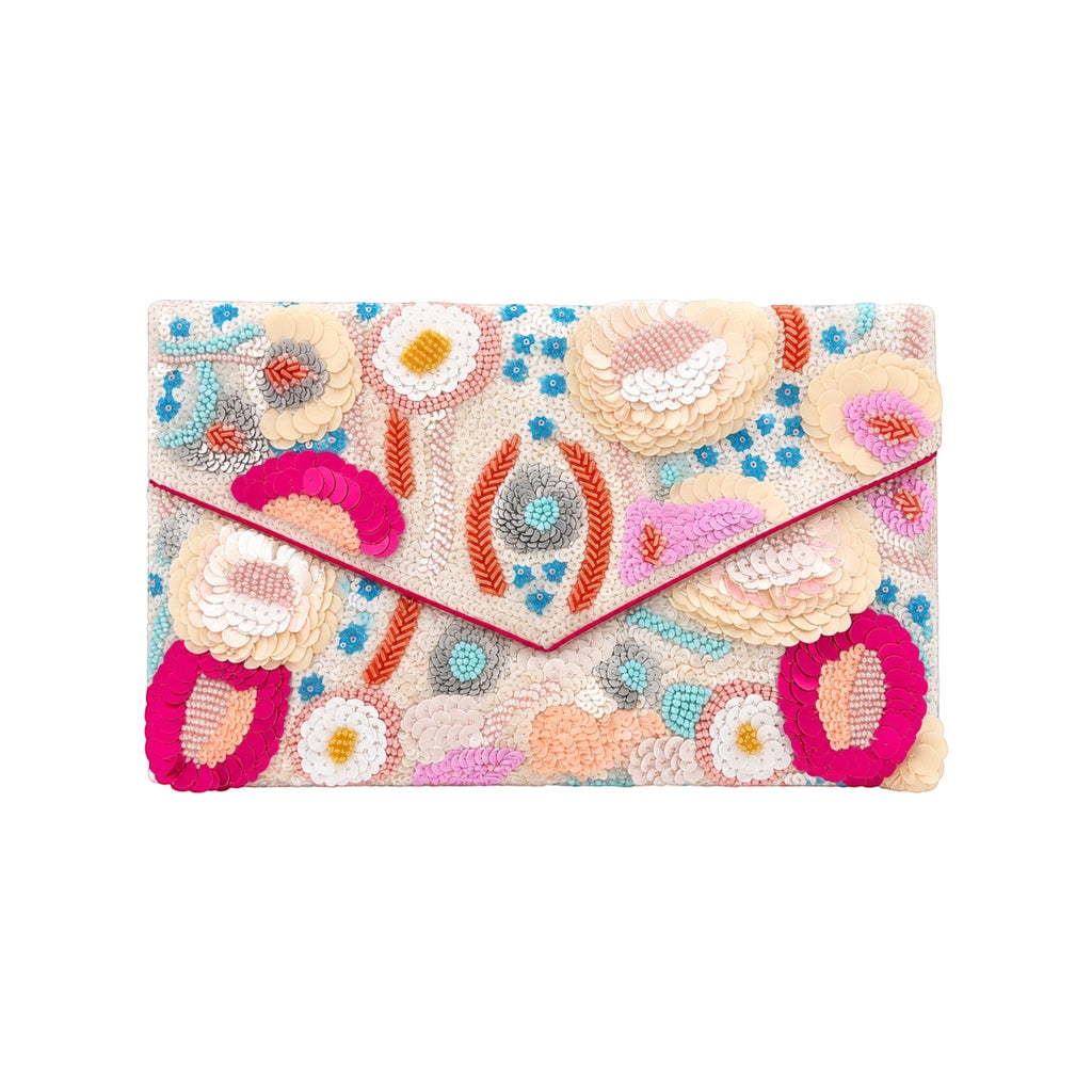 Coral Bloom Embroidered Clutch – Image 1 | JOYCO