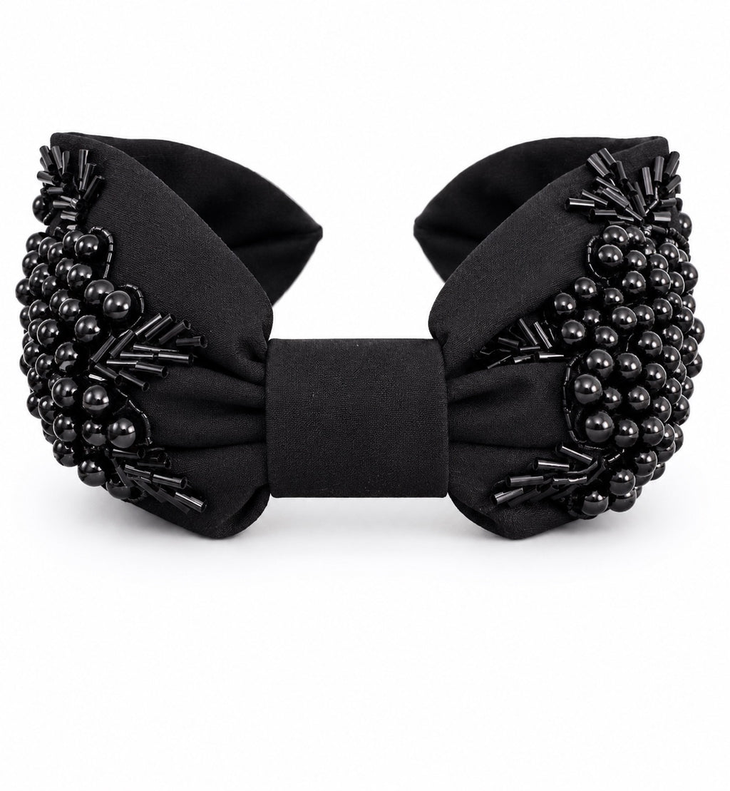 Alessia Black Embroidered Women Headband