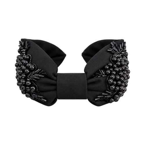 Alessia Black Embroidered Women Headband