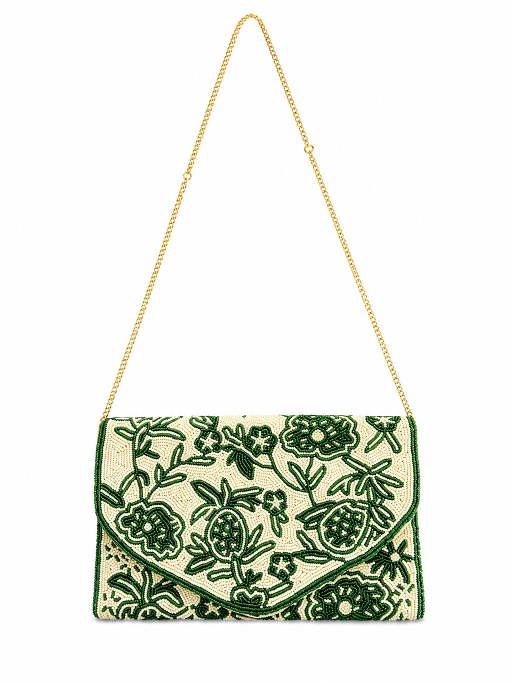 Emerald Green Embroidered Clutch