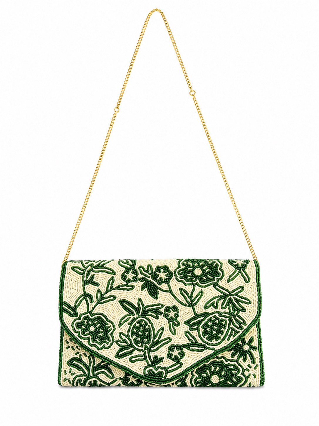 Emerald Green Embroidered Clutch