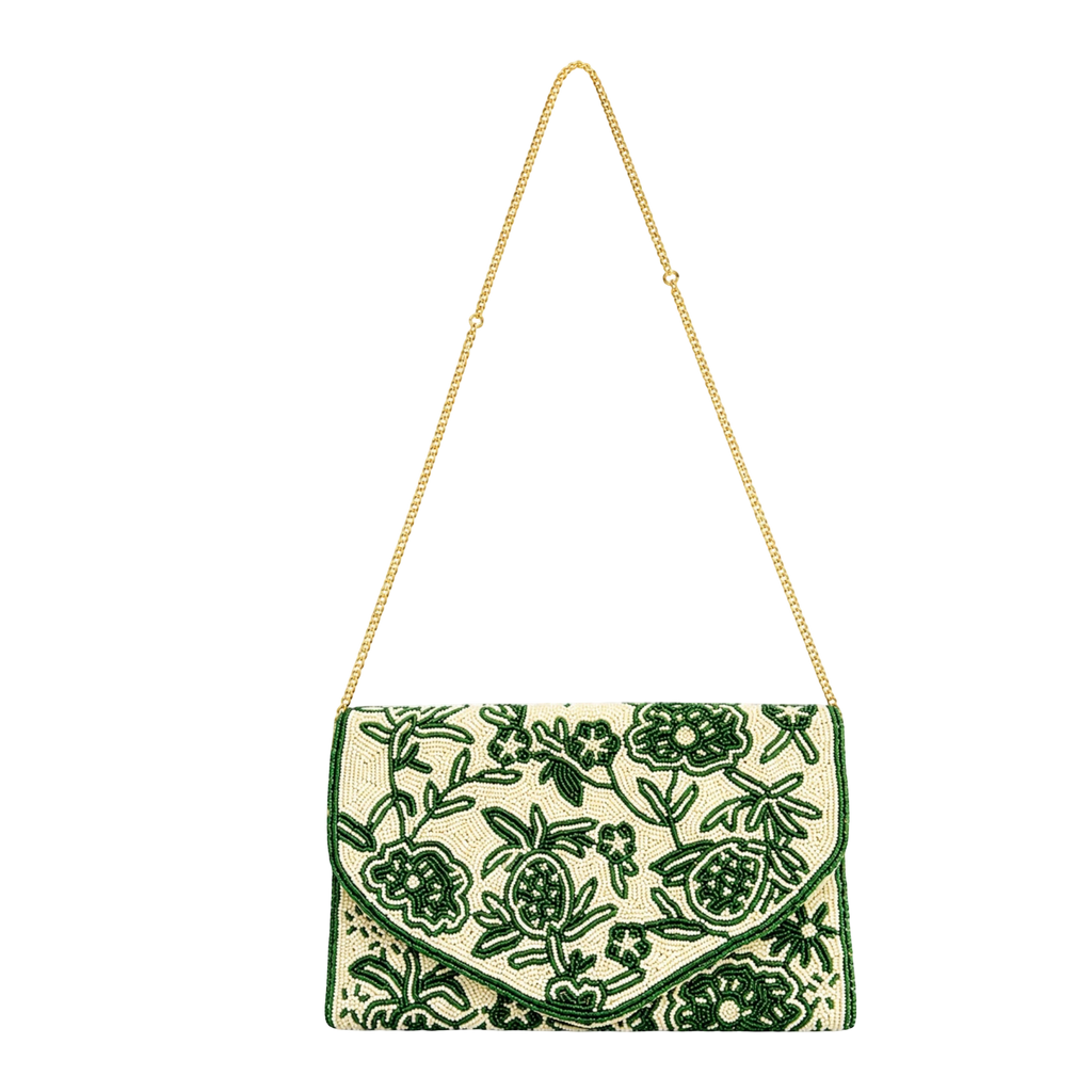 Emerald Green Embroidered Clutch – Image 2 | JOYCO