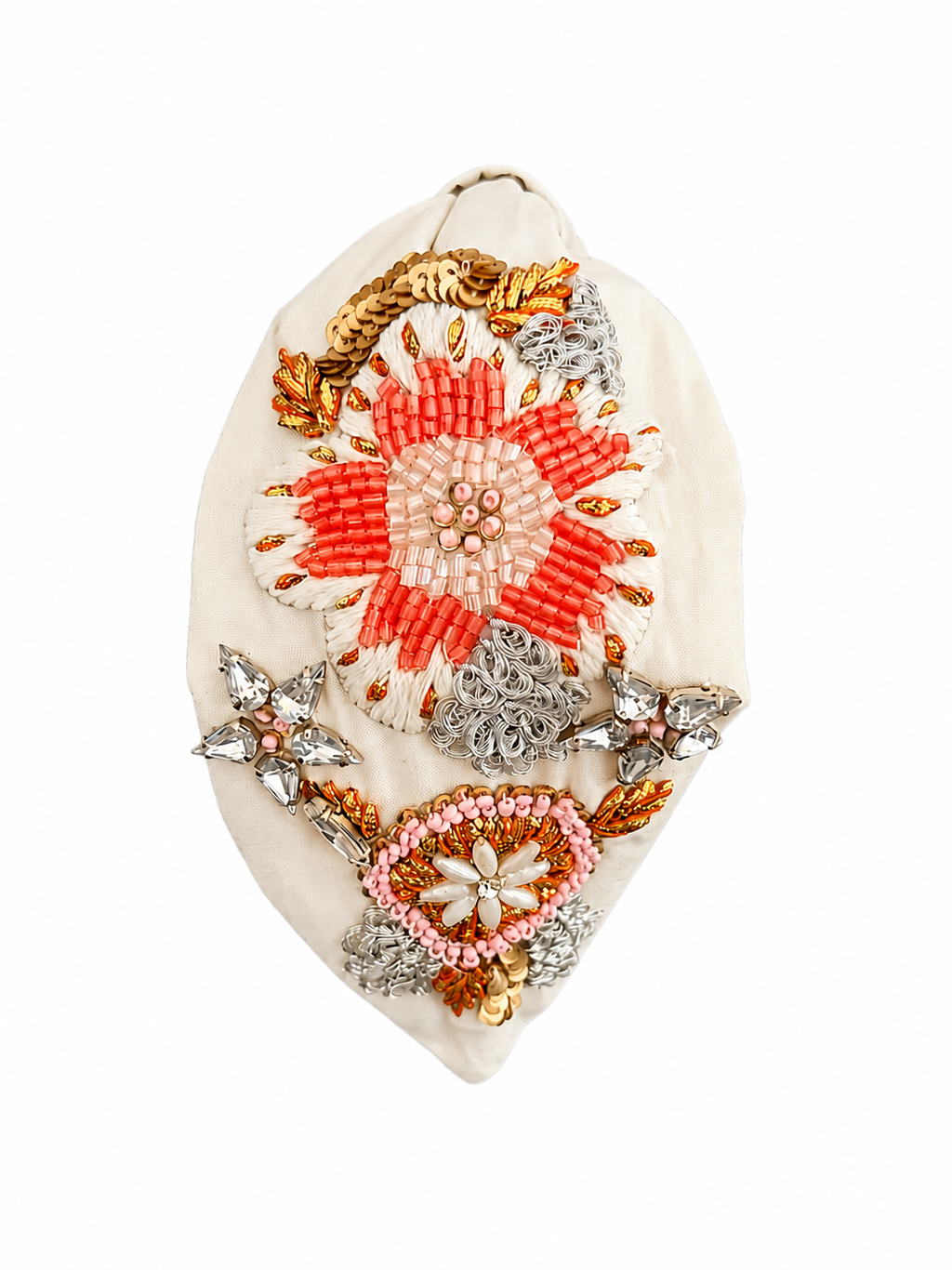 Arielle White Embroidered Women Headband