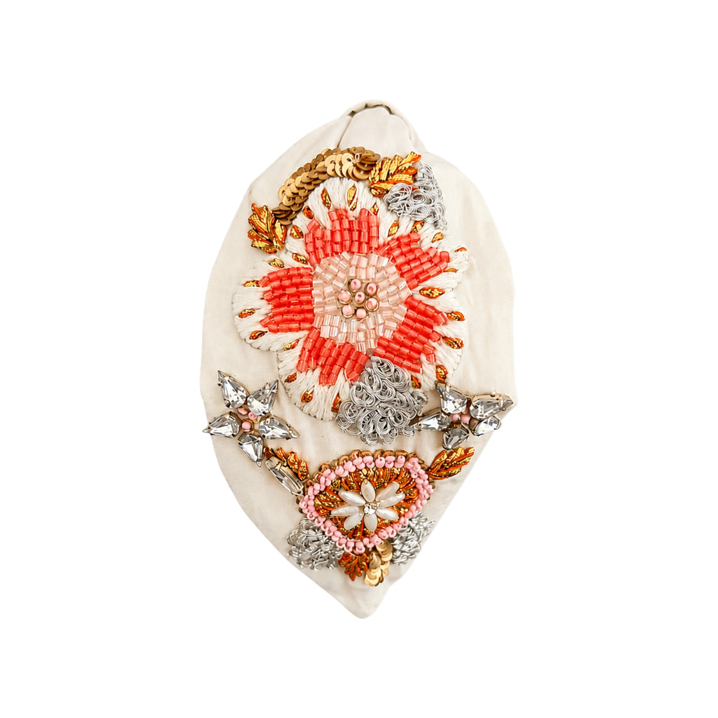 Arielle White Embroidered Women Headband – Image 4 | JOYCO