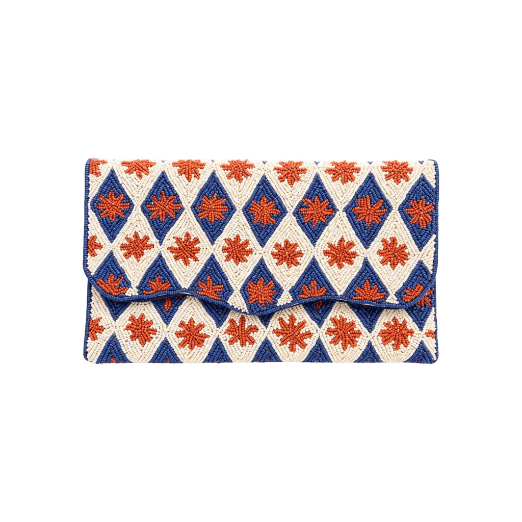 Golden Azure  Embroidered Clutch – Front View | JOYCO
