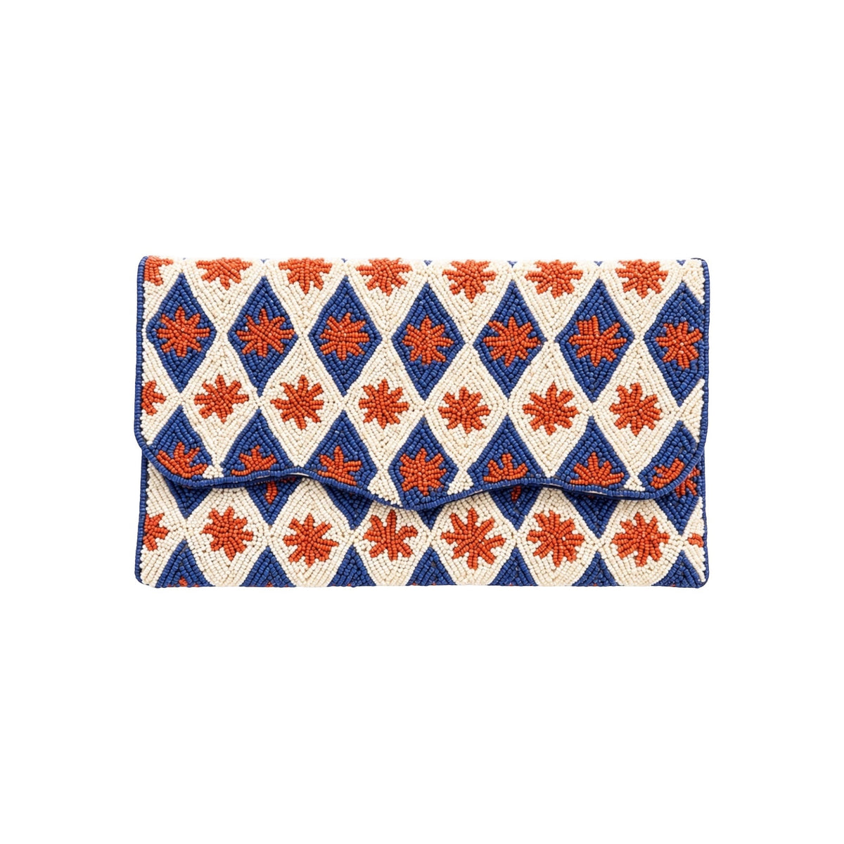 Golden Azure  Embroidered Clutch – Front View | JOYCO