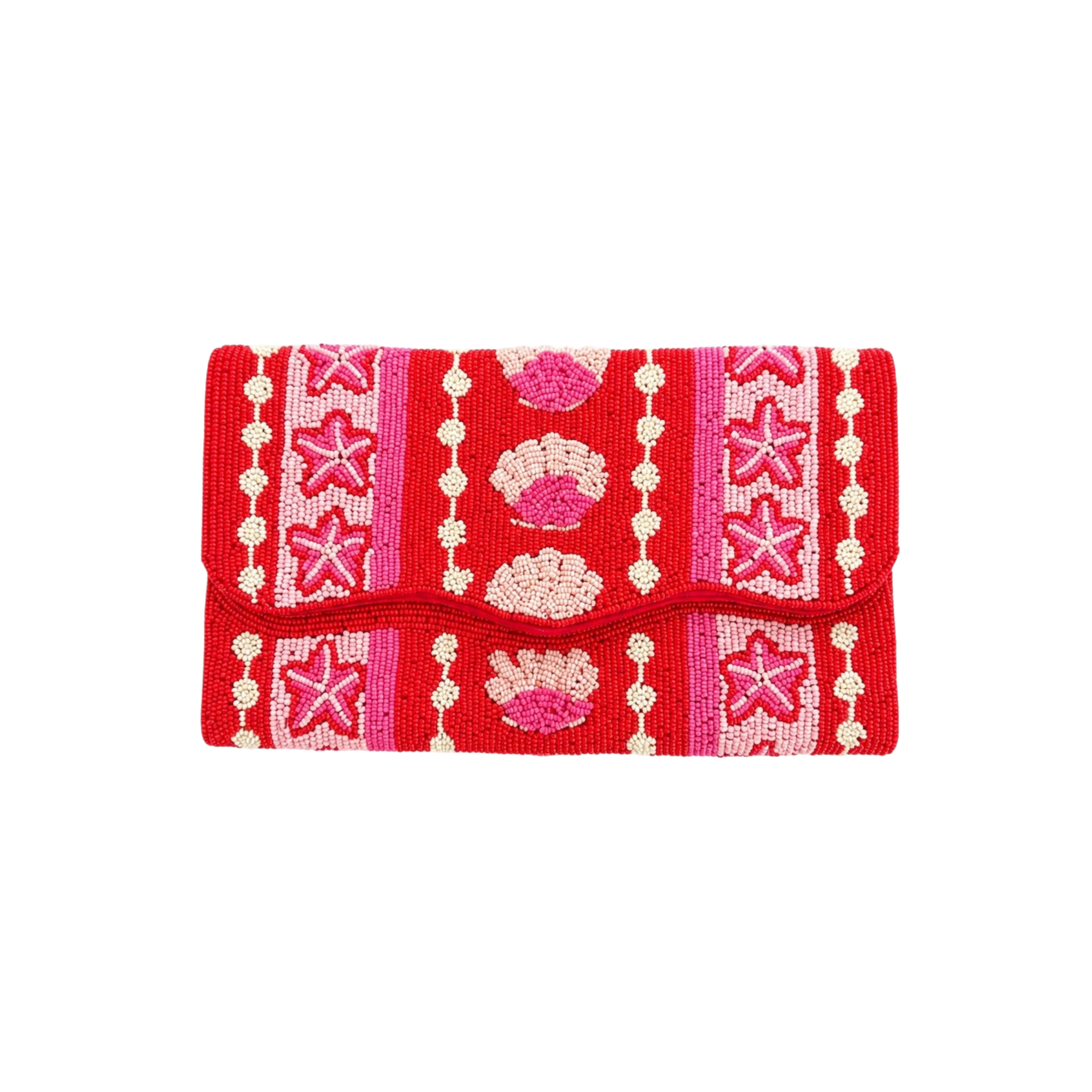 Coral Royale Embroidered Clutch