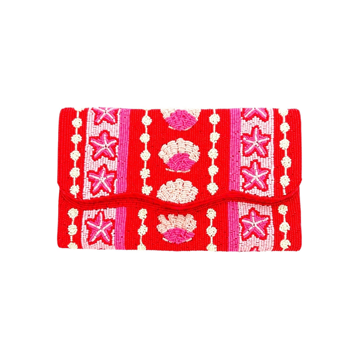 Coral Royale Embroidered Clutch – Front View | JOYCO