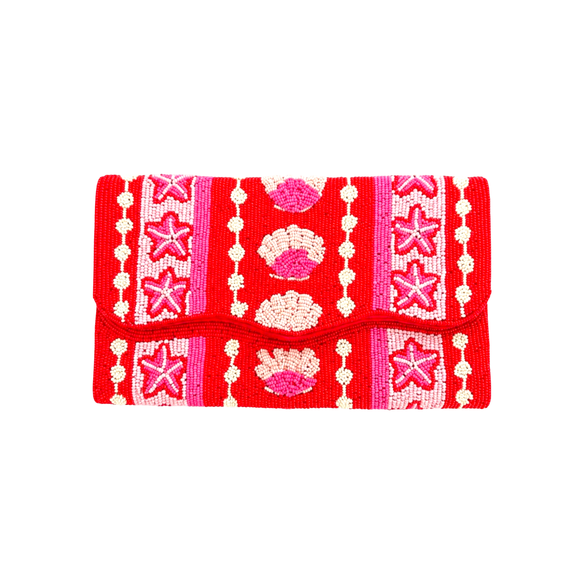 Coral Royale Embroidered Clutch – Front View | JOYCO