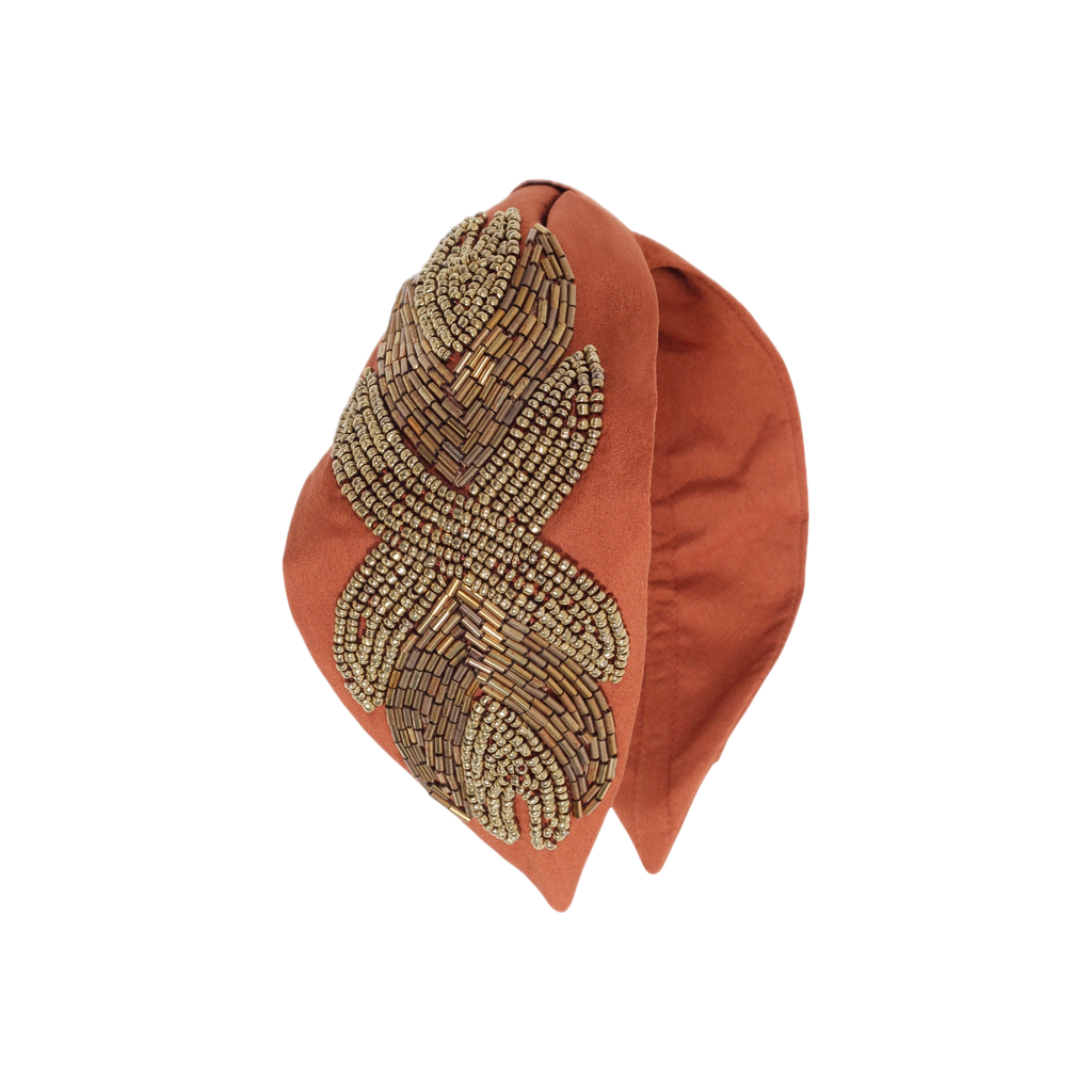 Serena Brown Embroidered Women Headband | JOYCO Handmade Women Headband
