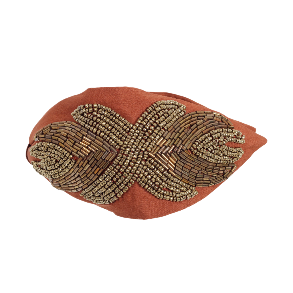 Serena Brown Embroidered Women Headband