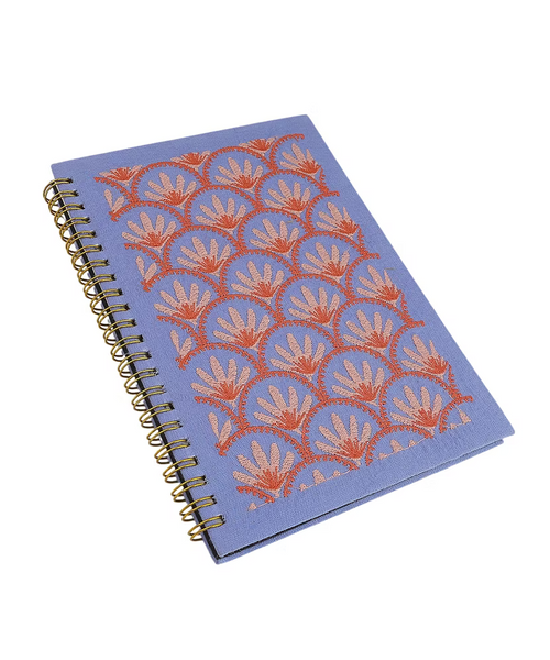Blue Floral Embroidery Notebook