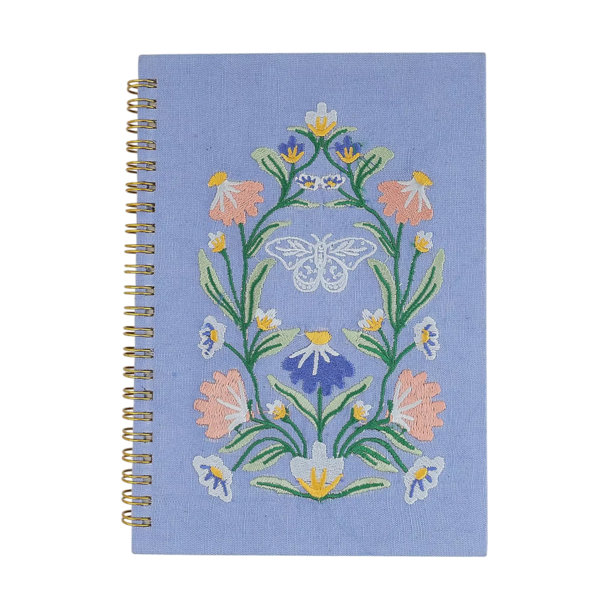 Blue Floral Embroidery Notebook – Front View | JOYCO