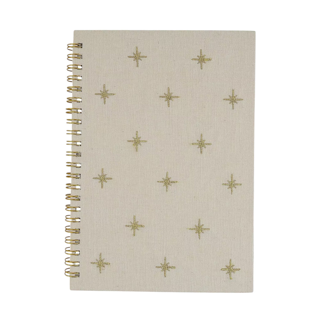 Star Beige Embroidery Notebook – Front View | JOYCO