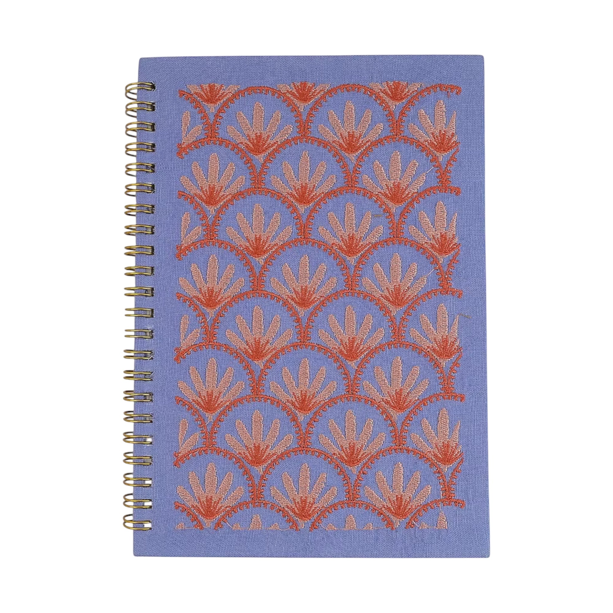 Blue Floral Embroidery Notebook – Front View | JOYCO