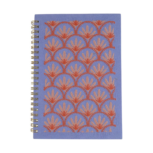Blue Floral Embroidery Notebook – Front View | JOYCO
