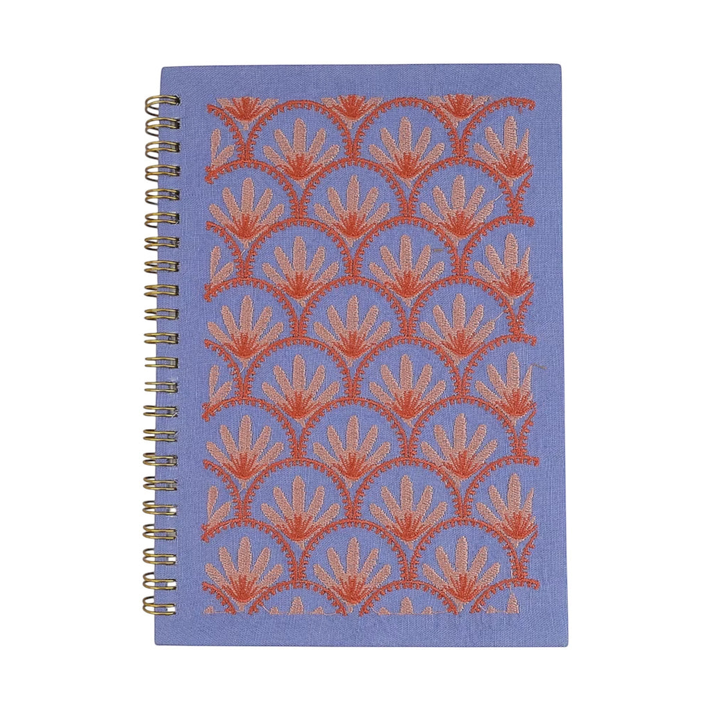 Blue Floral Embroidery Notebook – Front View | JOYCO