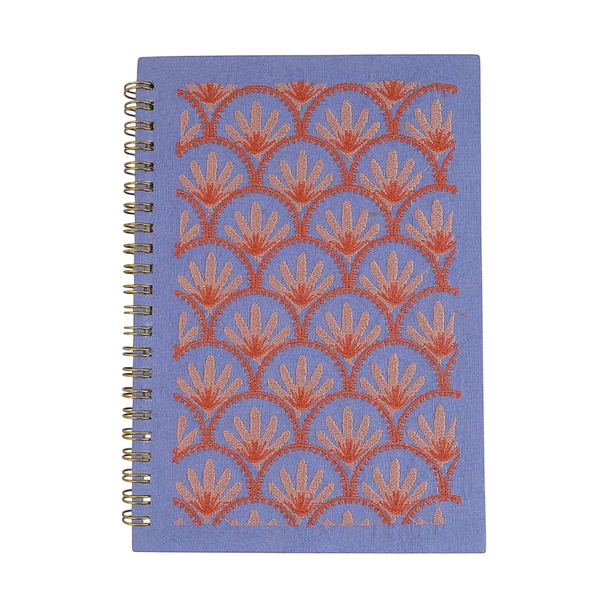 Blue Floral Embroidery Notebook – Front View | JOYCO