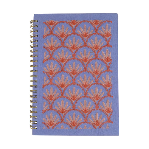 Blue Floral Embroidery Notebook – Front View | JOYCO