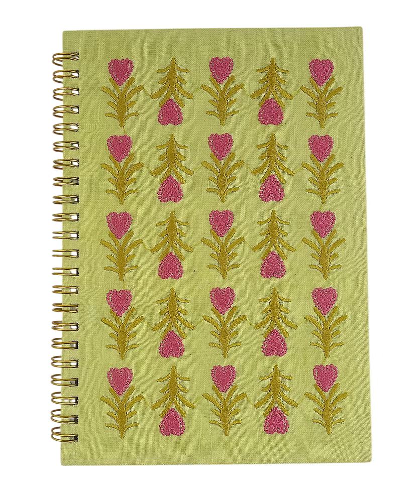 Heart Floral Embroidery Notebook