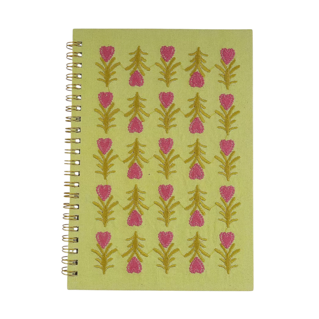 Heart Floral Embroidery Notebook – Front View | JOYCO