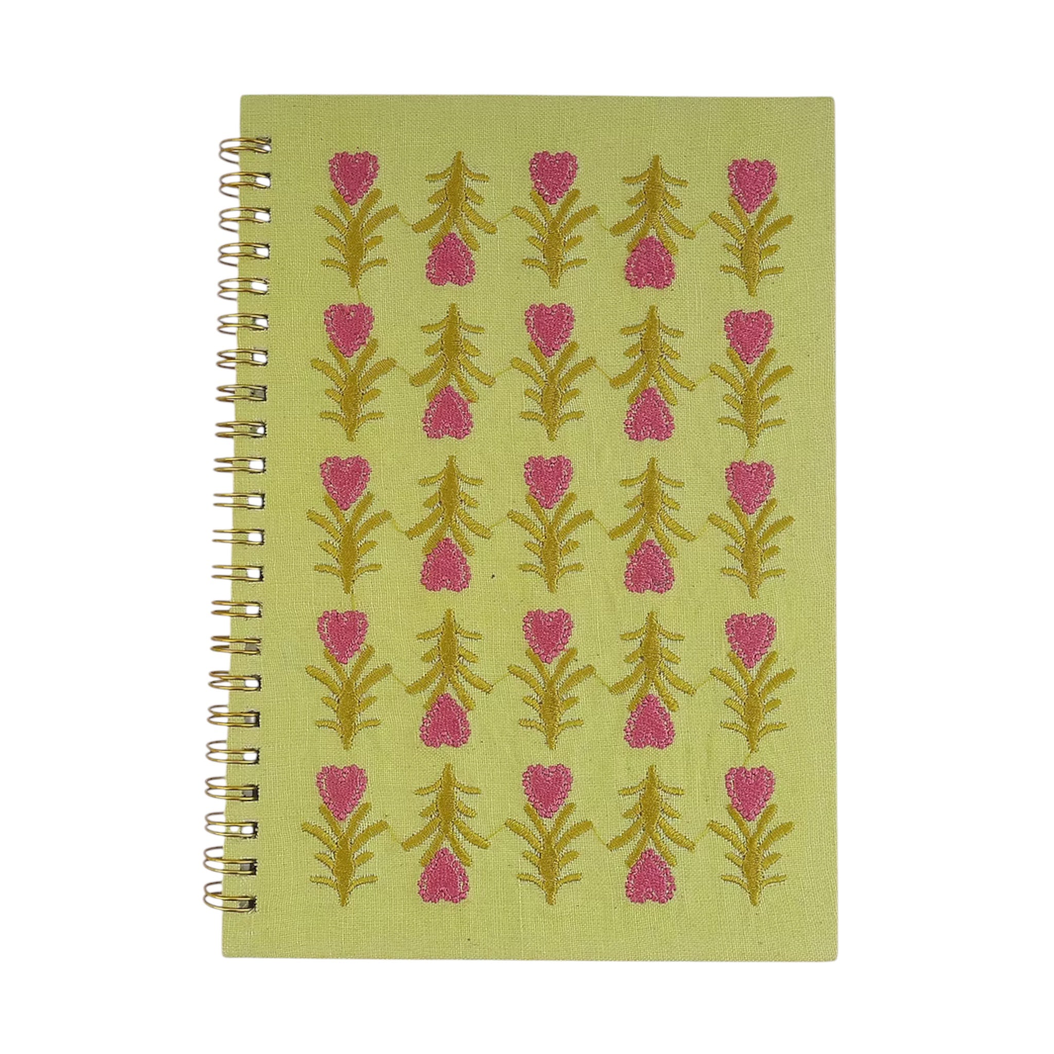 Heart Floral Embroidery Notebook – Front View | JOYCO