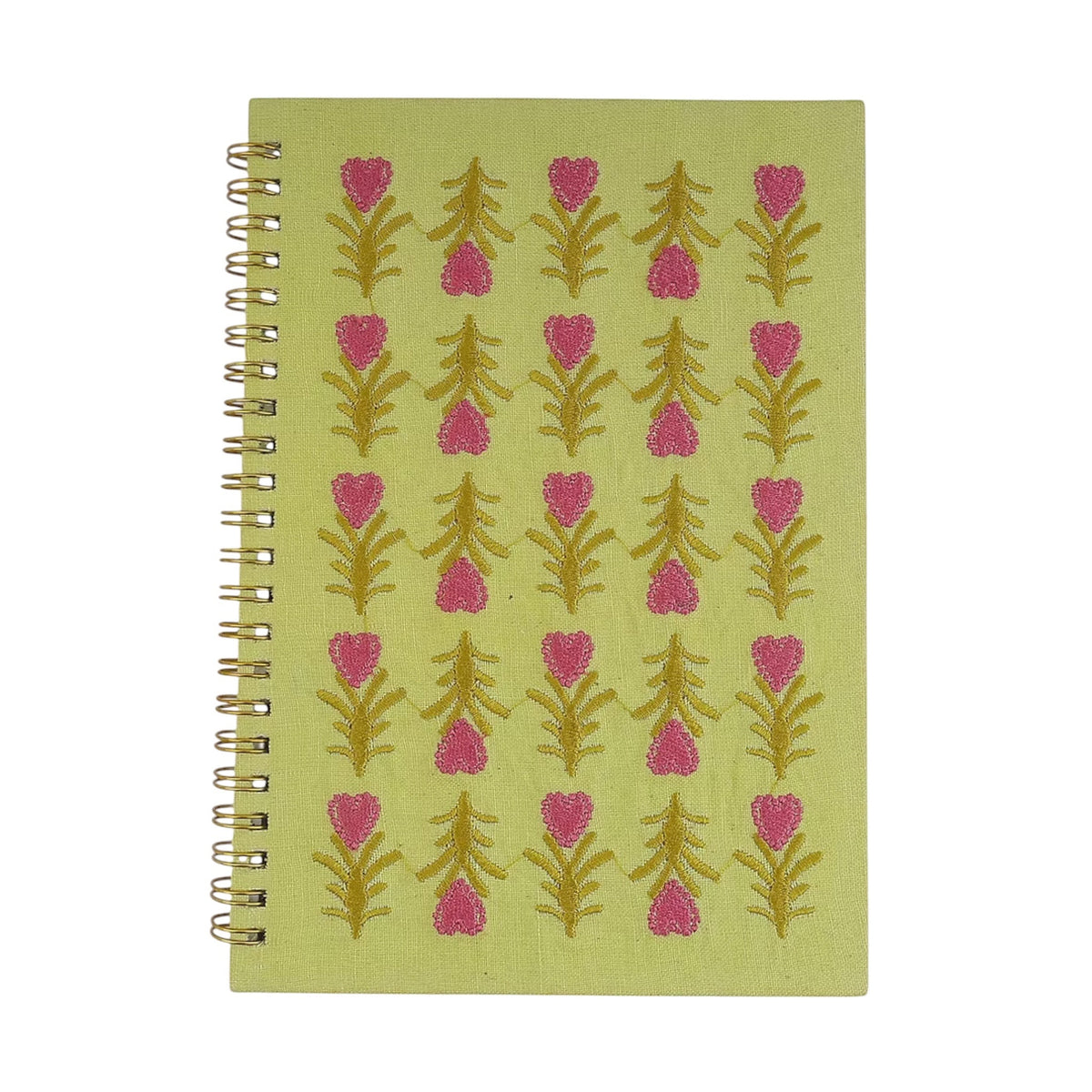 Heart Floral Embroidery Notebook – Front View | JOYCO