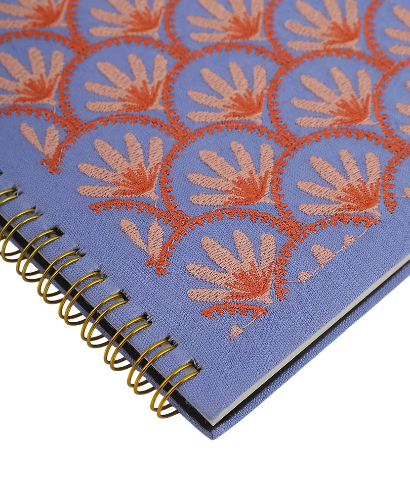 Blue Floral Embroidery Notebook
