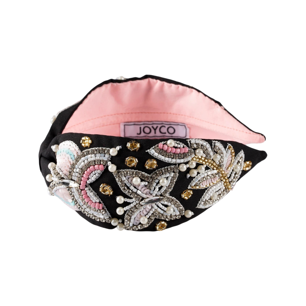 Vanessa Black Embroidered Women Headband