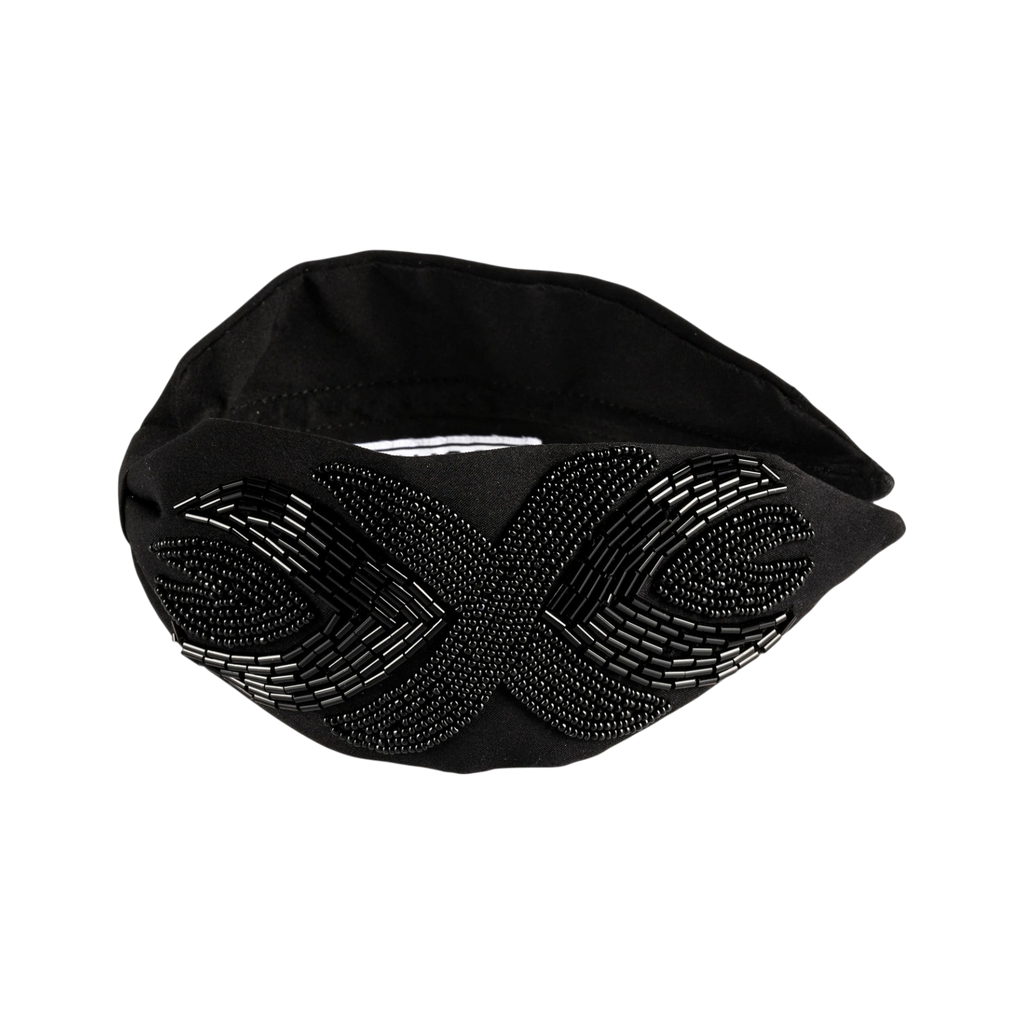 Serena Black Embroidered Women Headband
