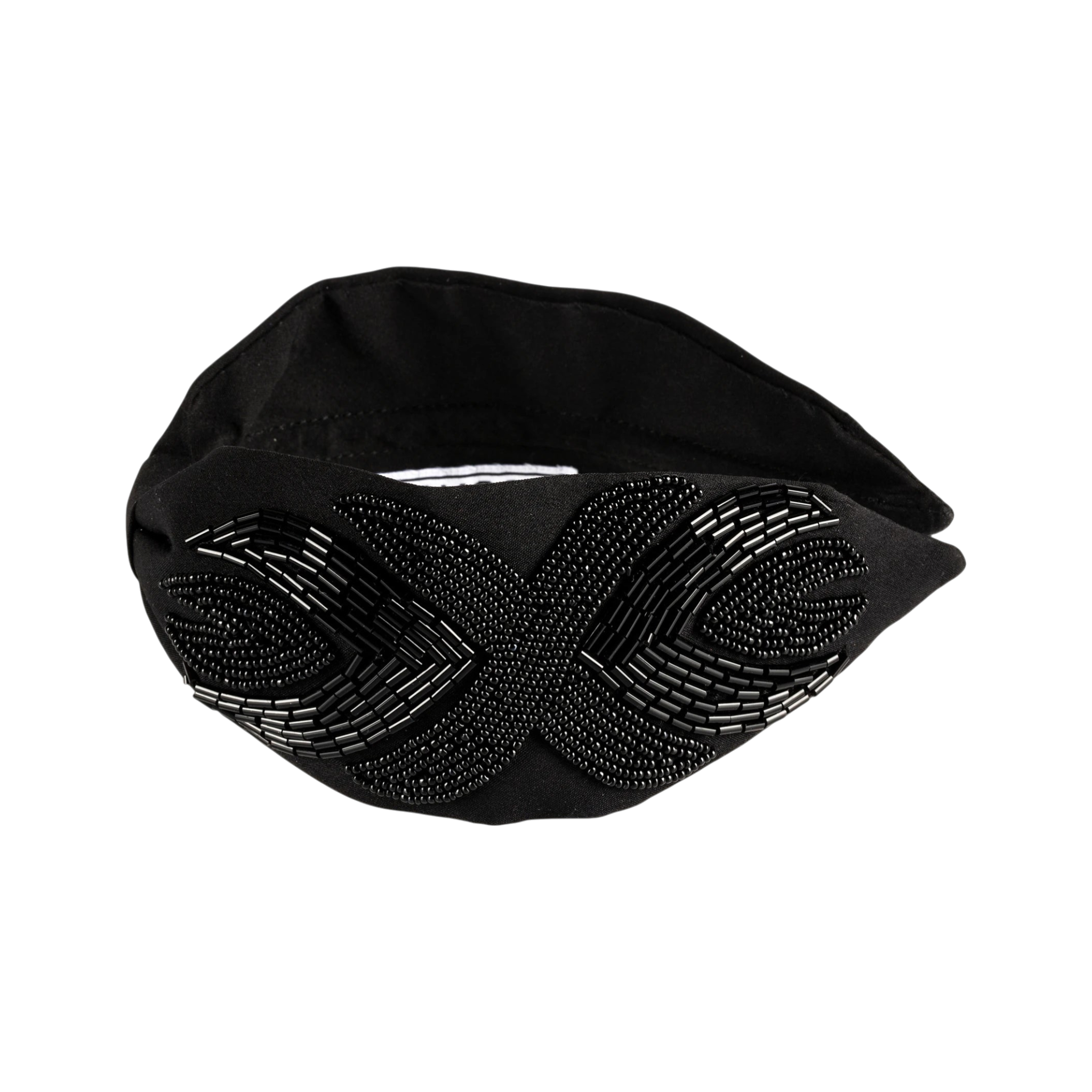 Serena Black Embroidered Women Headband