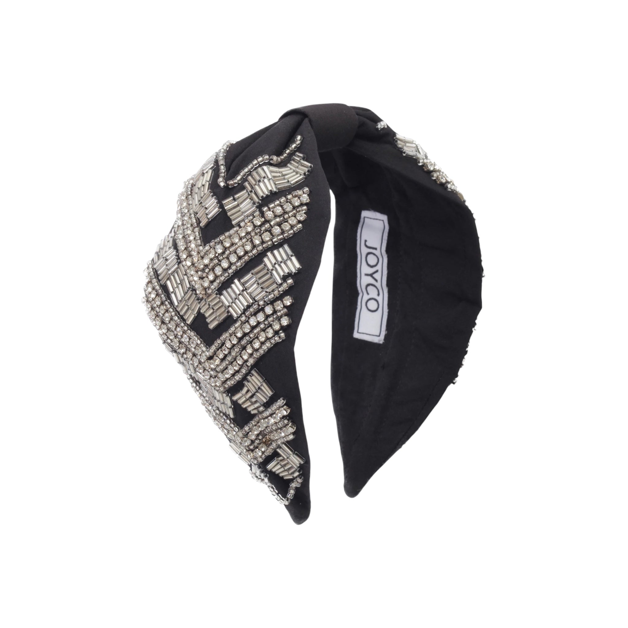 Casta Silver Embroidered Women Headband – Front View | JOYCO