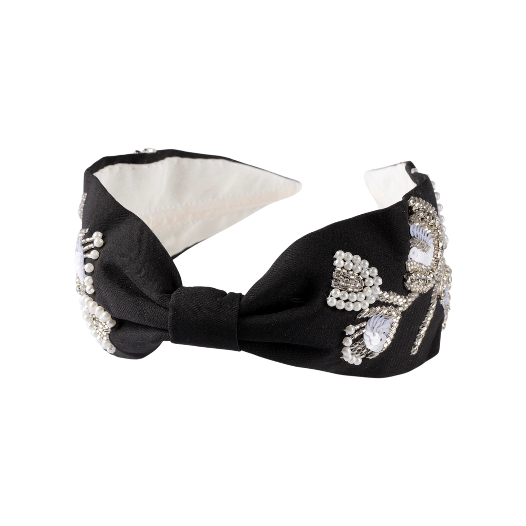 Karina Black Embroidered Women Headband