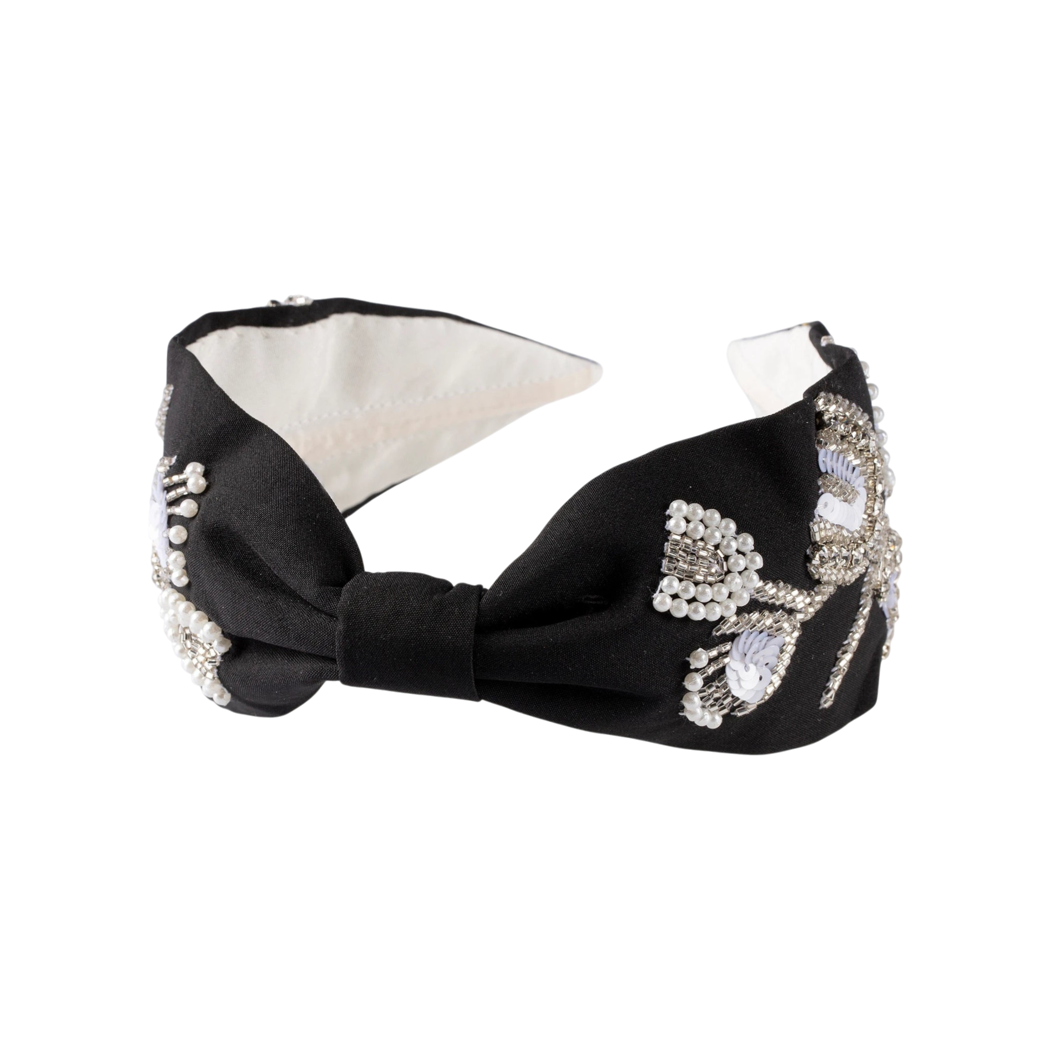 Karina Black Embroidered Women Headband