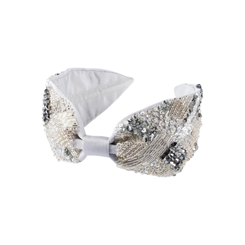 Becca Silver Embroidered Women Headband