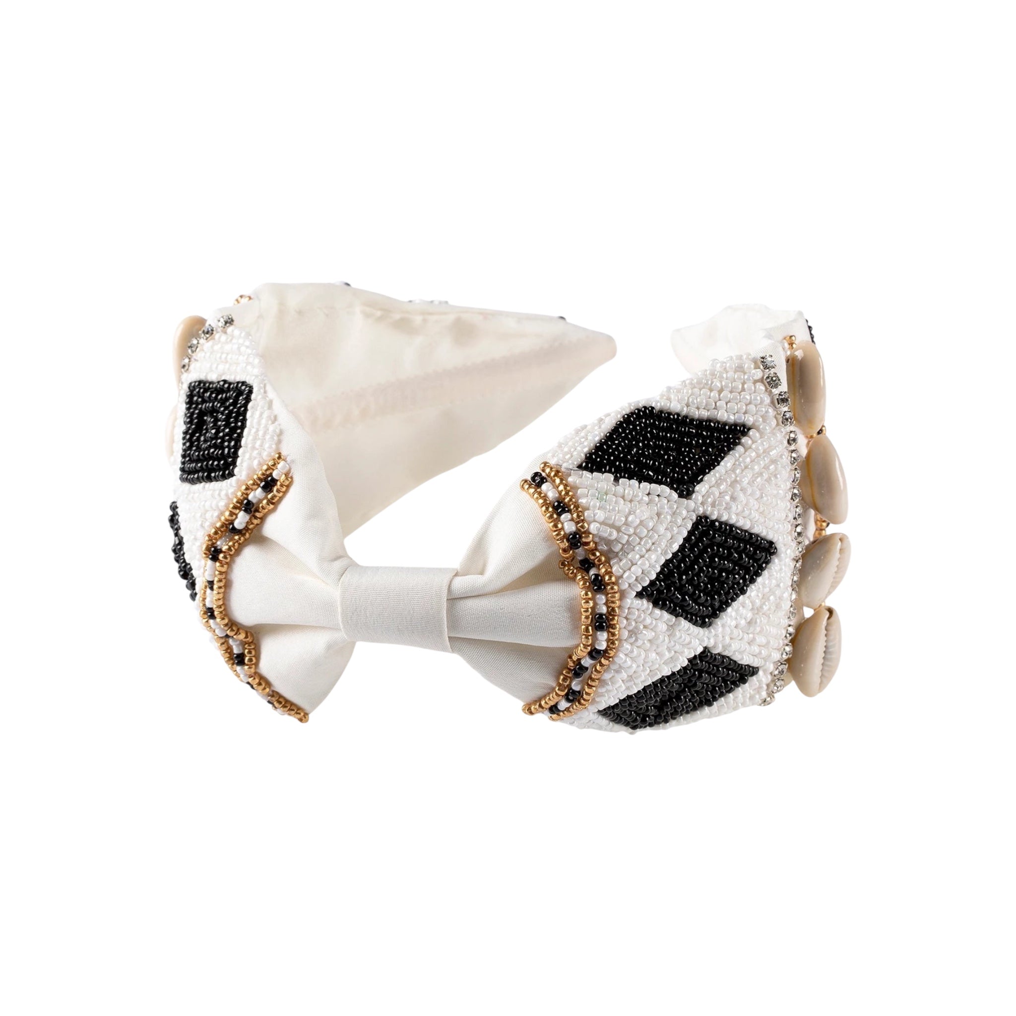 Simone White Embroidered Women Headband – Image 2 | JOYCO