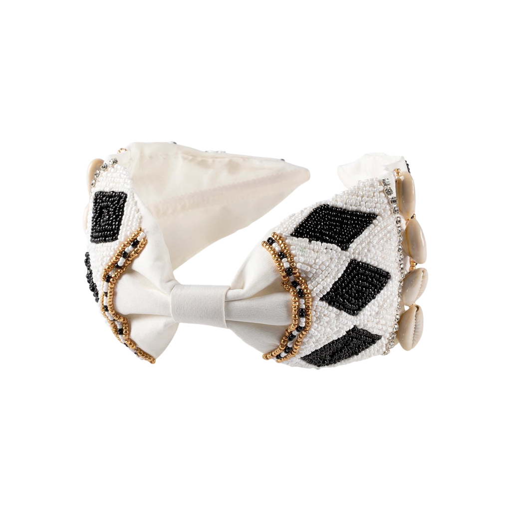 Simone White Embroidered Women Headband