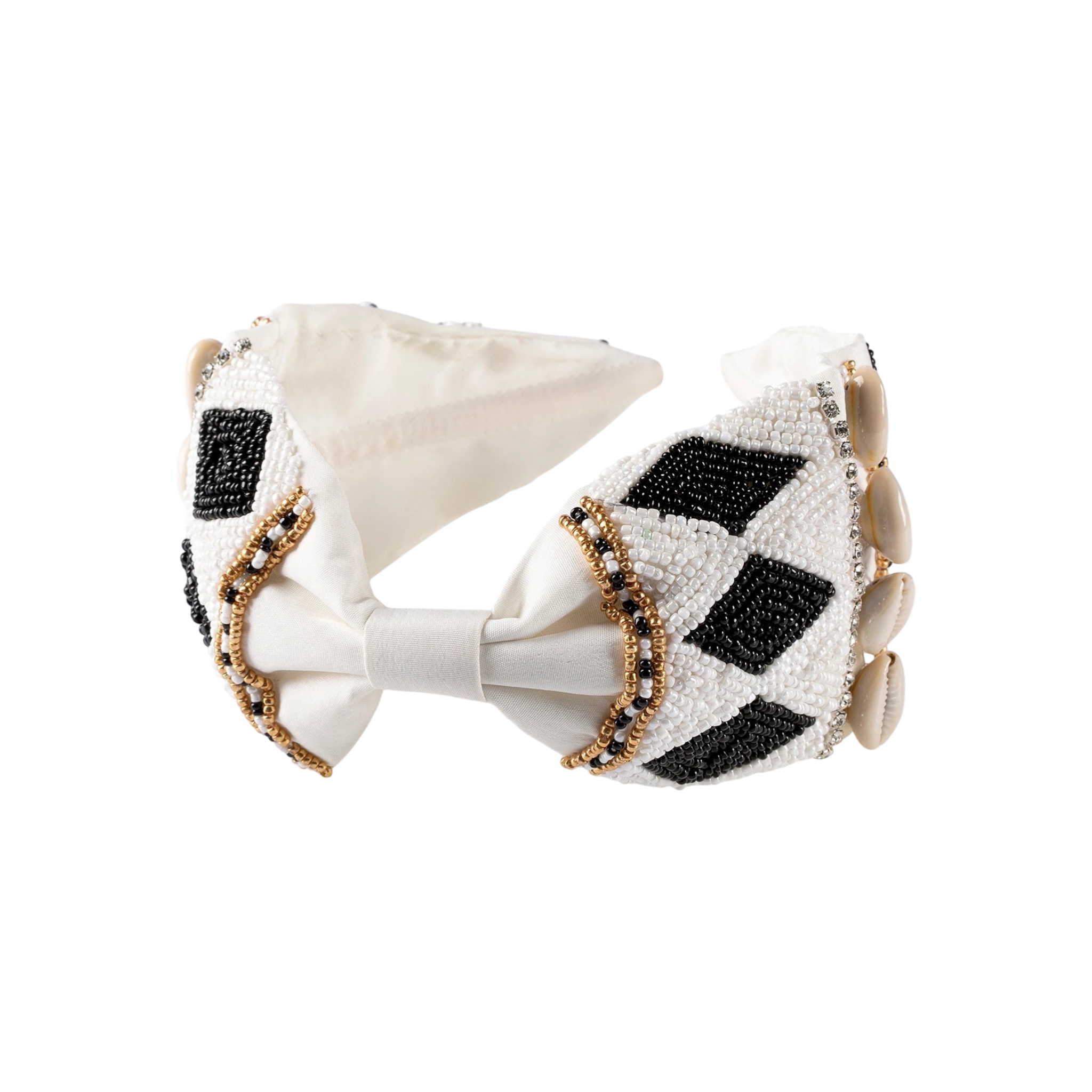 Simone White Embroidered Women Headband