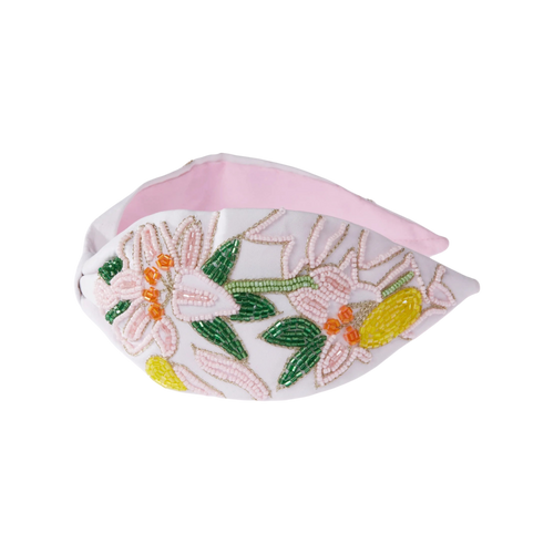 Bellini White Embroidered Women Headband