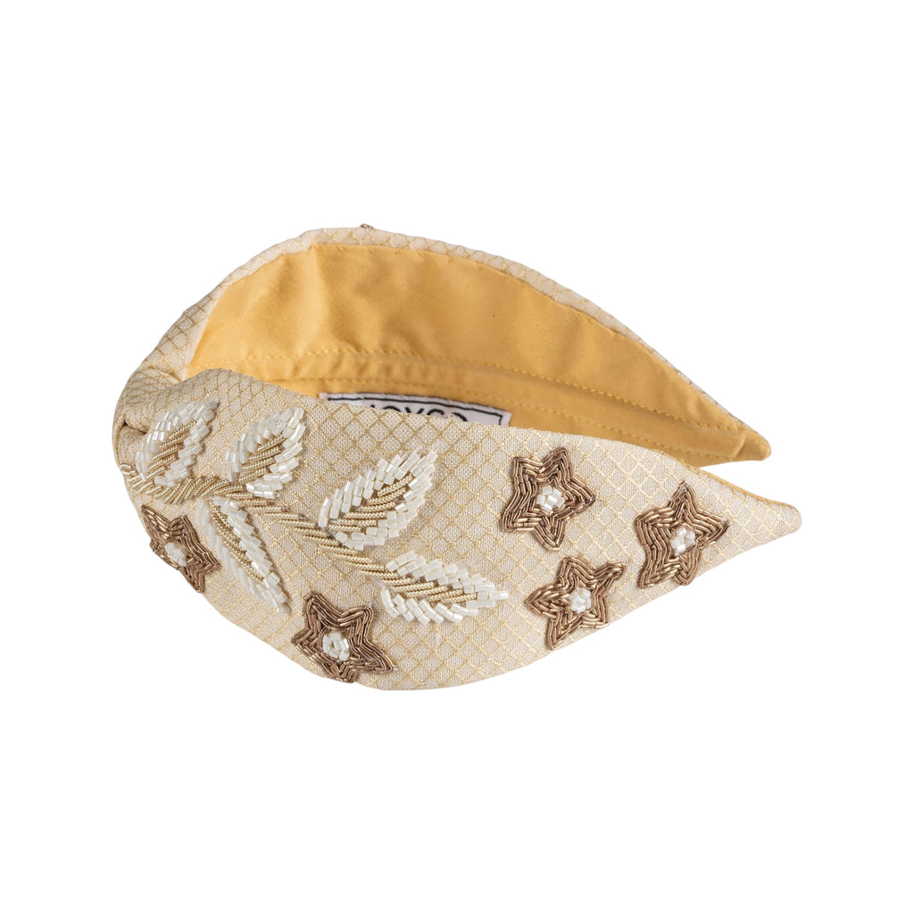 Allure Beige Embroidered Women Headband – Image 3 | JOYCO