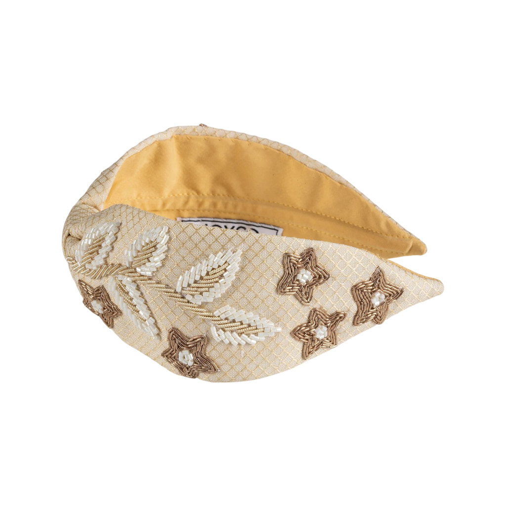Allure Beige Embroidered Women Headband