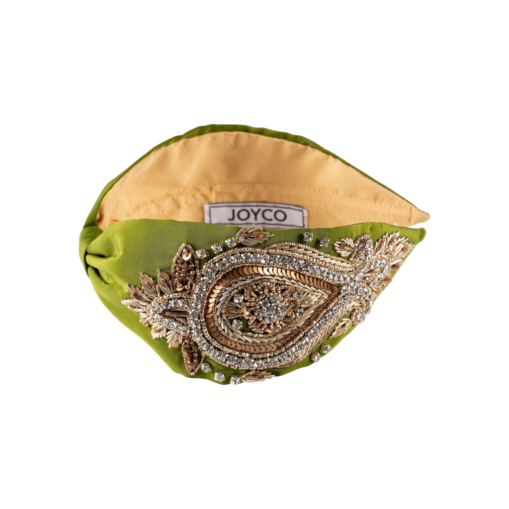 Annabel Green Embroidered Women Headband