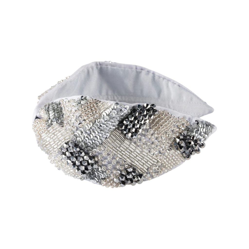 Becca Silver Embroidered Women Headband