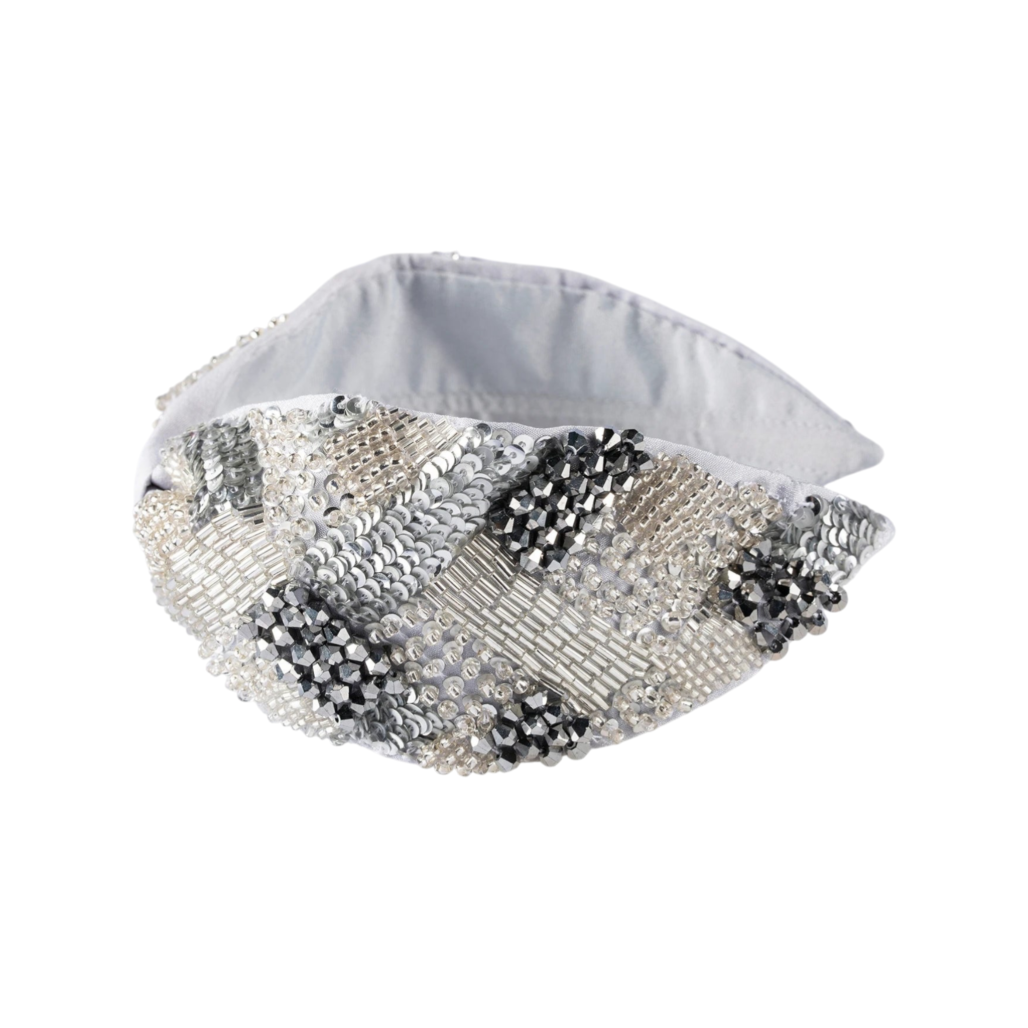 Becca Silver Embroidered Women Headband