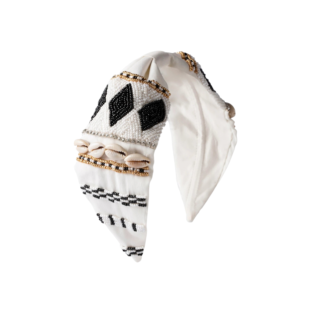 Simone White Embroidered Women Headband | JOYCO Handmade Women Headband