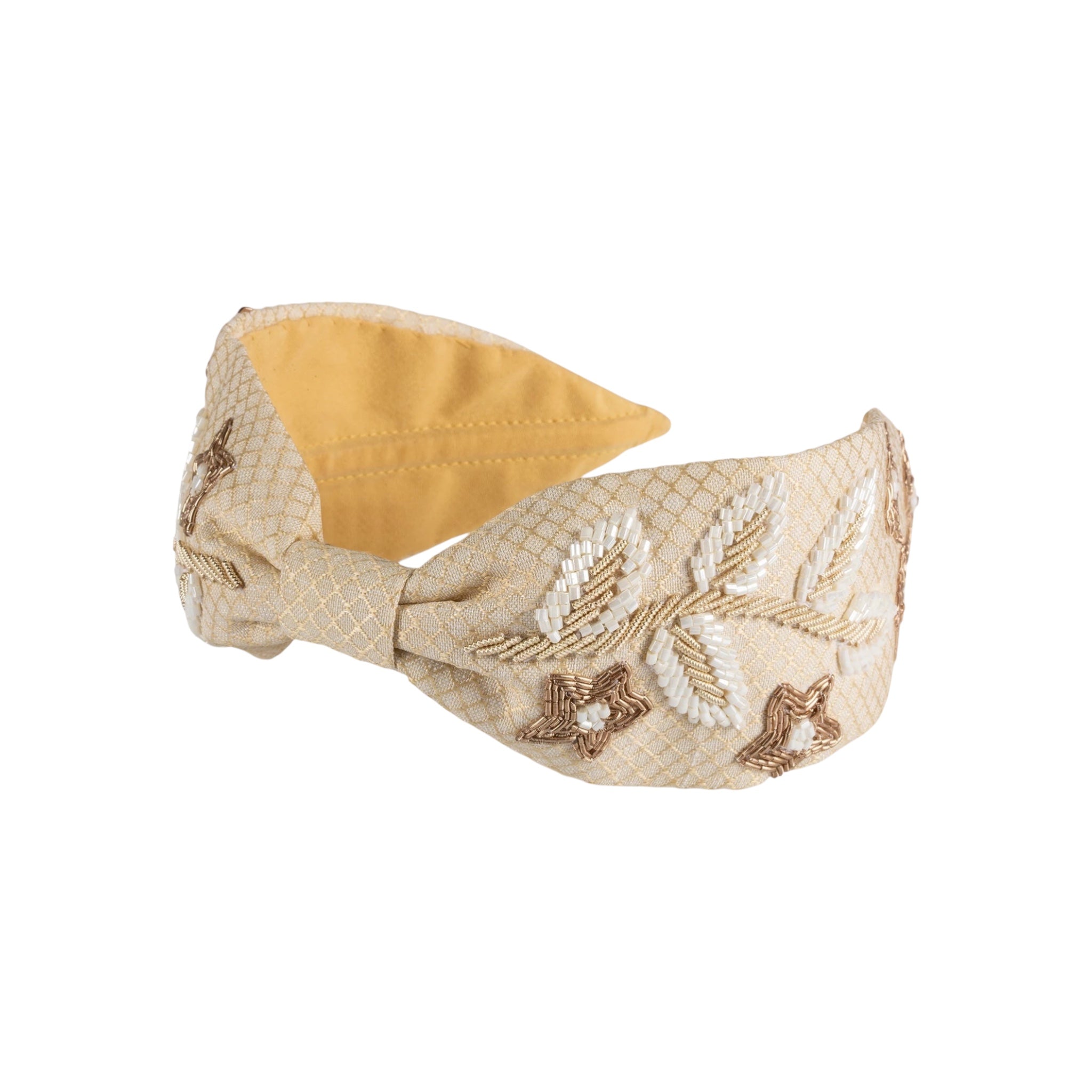 Allure Beige Embroidered Women Headband – Image 2 | JOYCO