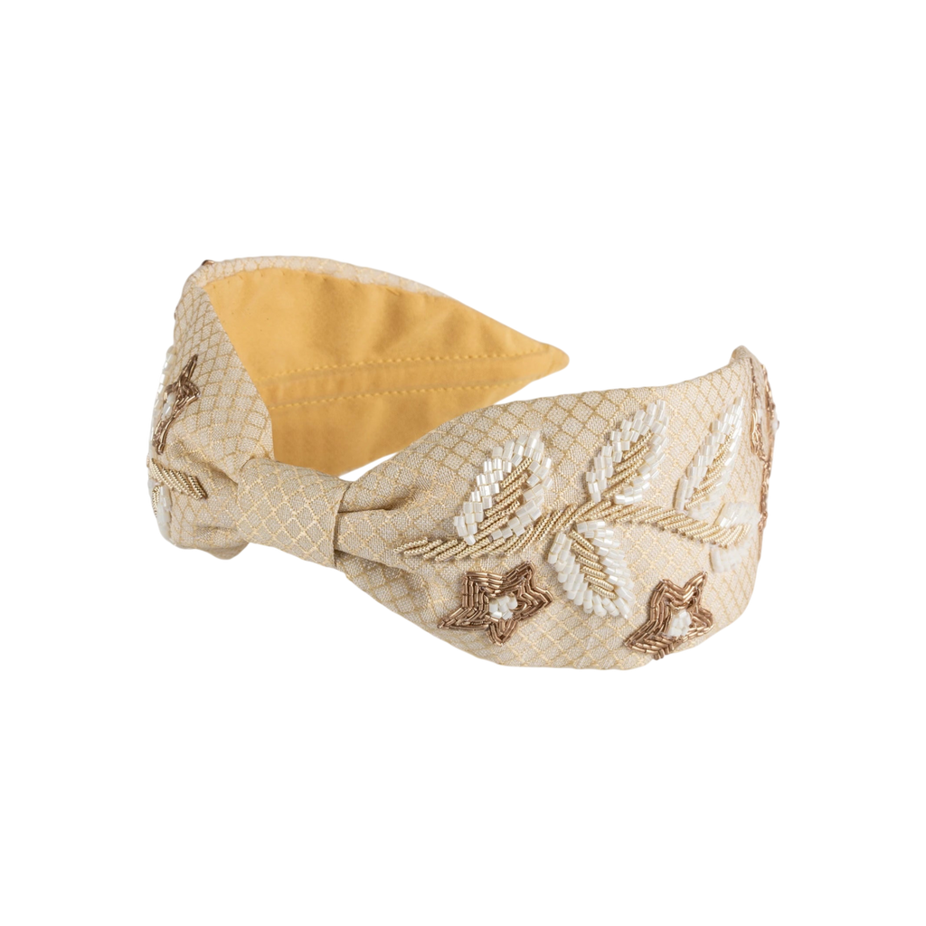 Allure Beige Embroidered Women Headband