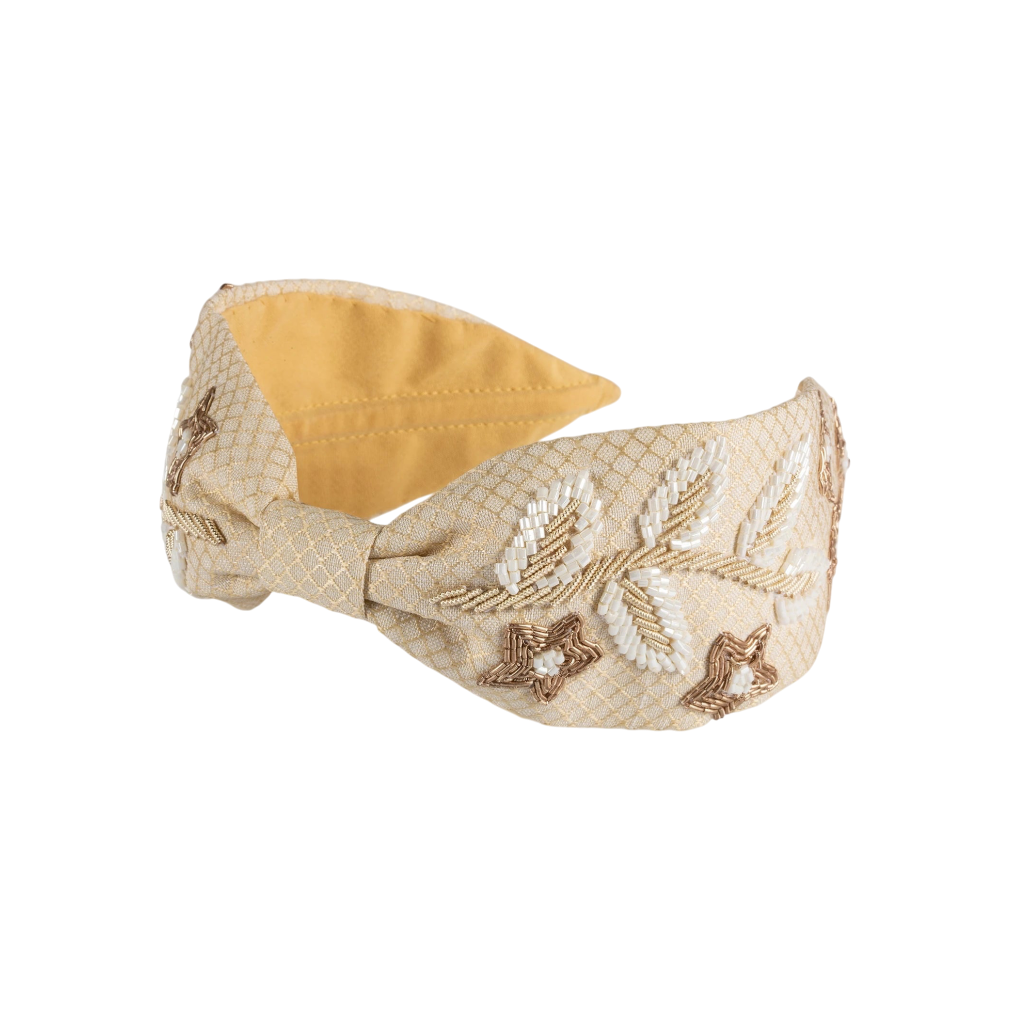 Allure Beige Embroidered Women Headband